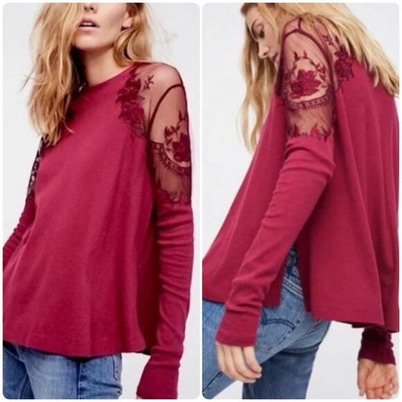 FREE PEOPLE Daniella Top in Wine Color - Picture 1 of 14